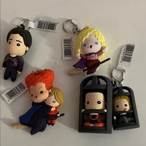 Disney Hocus Pocus Themed Doll Keychain Set - Red, Black, Yellow